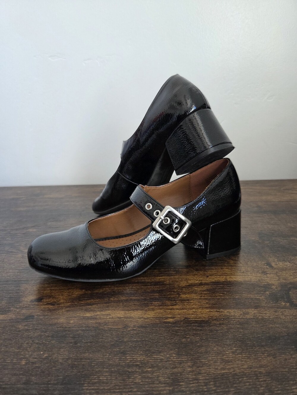 White Mountain Mary Jane Buckle Shoes Black Chunky Twee School Academia Size 8